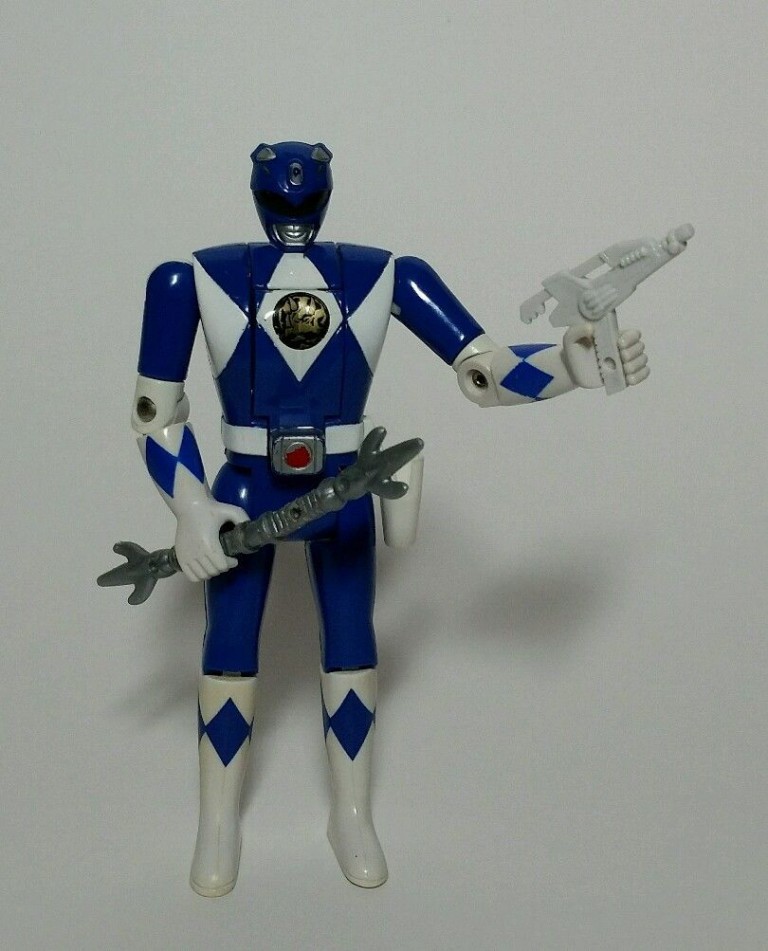 1993 Mighty Morphin Power Rangers Flip Head Blue Ranger Figure - Out of ...