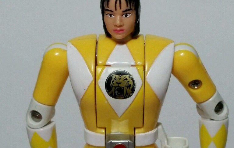 1993 Mighty Morphin Power Rangers Flip Head Trini Yellow Ranger Action ...